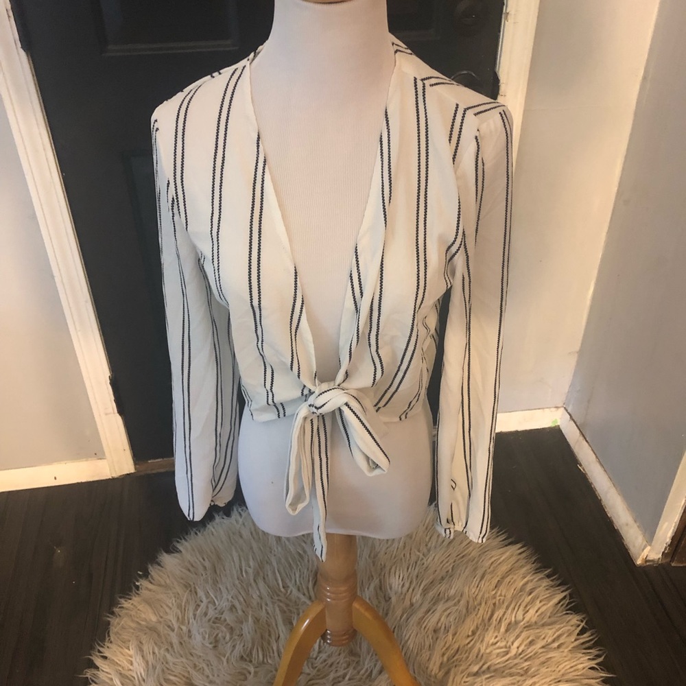 Stripped crop sexy blouse